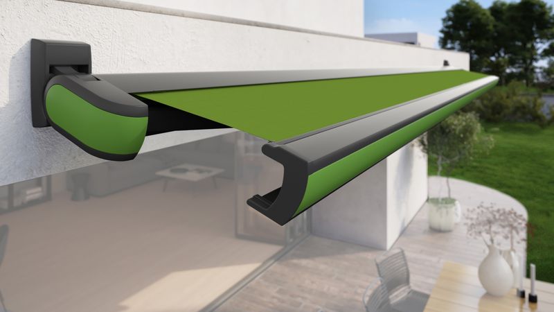 Cassette awning markilux MX-3 "special architecture edition", color yellow green.